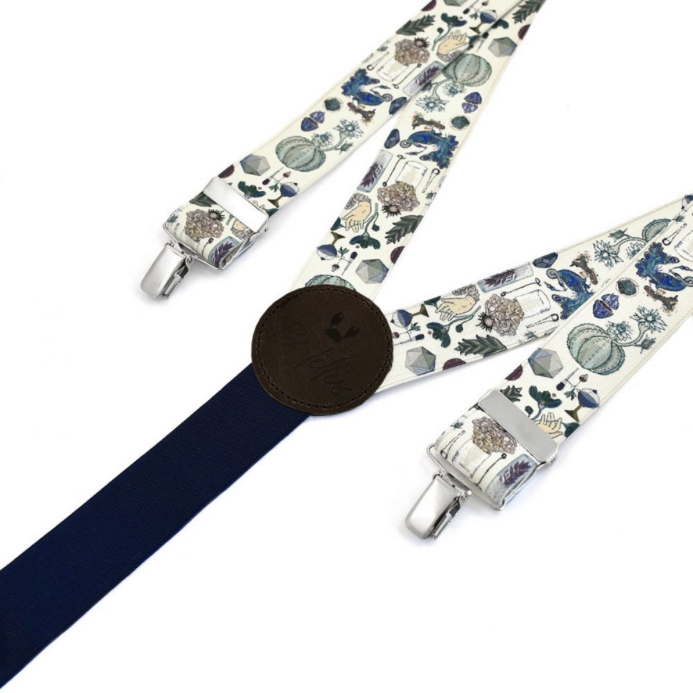 BERTELLES Bretelles Larges à Pinces Thème Paon